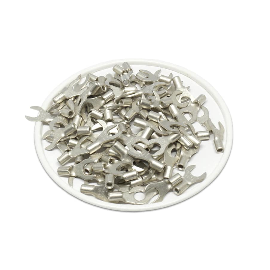 ANB1-4 - 22 to 16 AWG Non Insulated Fork Terminals, #8 Stud, UL Recognized, 100 Pieces