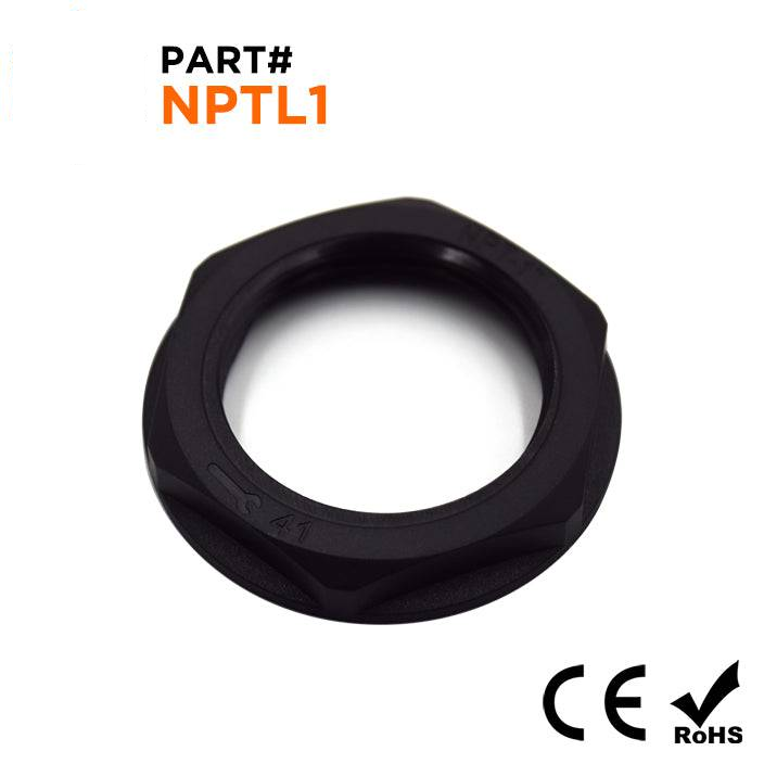 NPT100B-LN - NPT Thread Nylon Lock Nut for 1" Cable Glands, Black, UL Approved, 1 Piece