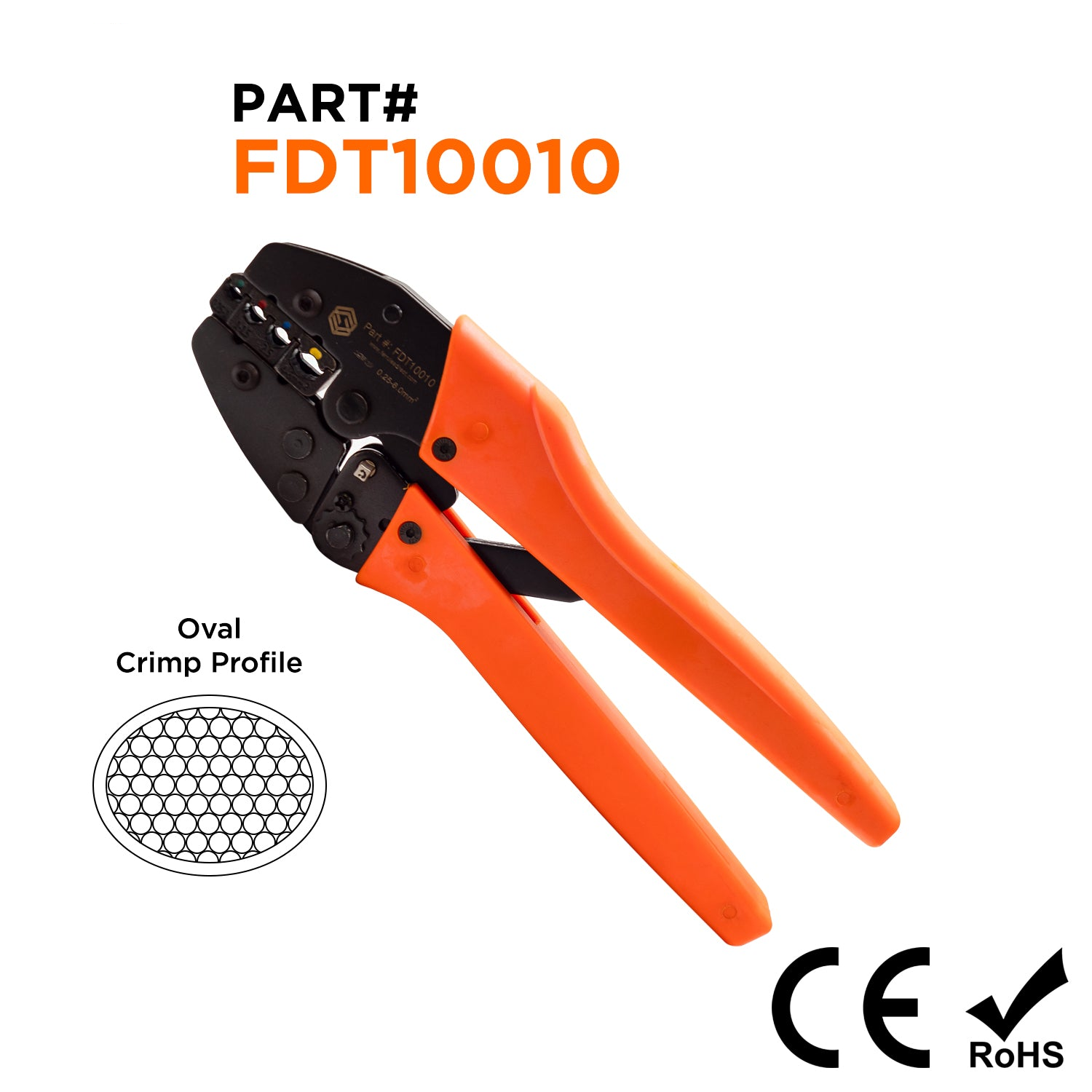 FDT10010 - 26 a 10 AWG Insulated Terminales Herramienta de crimpado, Estándar Type, Ratcheting, 1 pieza