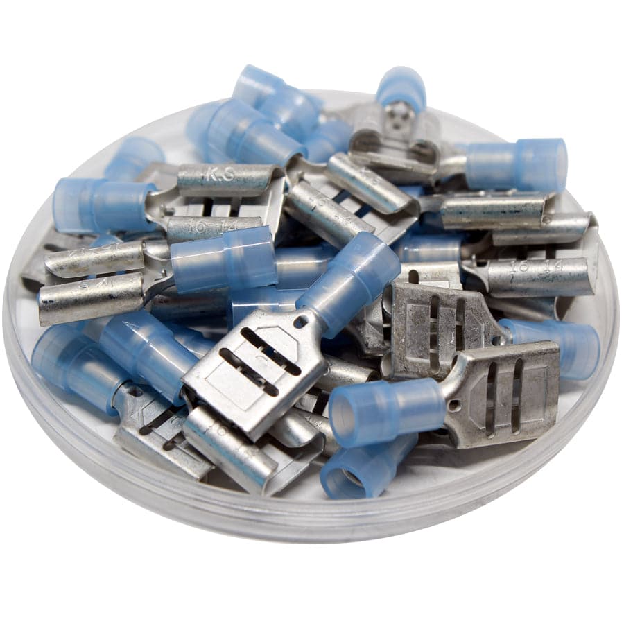 FDNYD2-375 - 16 to 14 AWG Nylon Insulated Quick Disconnects, Female, Double Crimp, UL Recognized, 100 Pieces