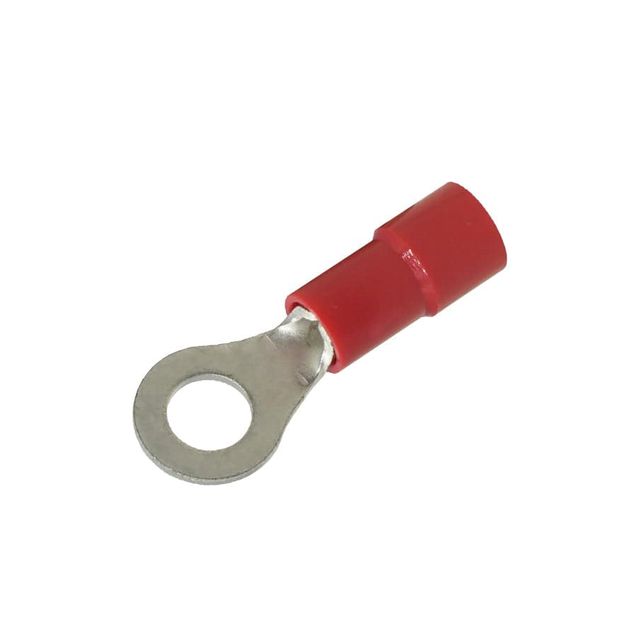 RVYL1-4 - 22 to 16 AWG Molded PVC Vinyl Insulated Ring Terminals, Easy Entry, #8 Stud, 100 Pieces