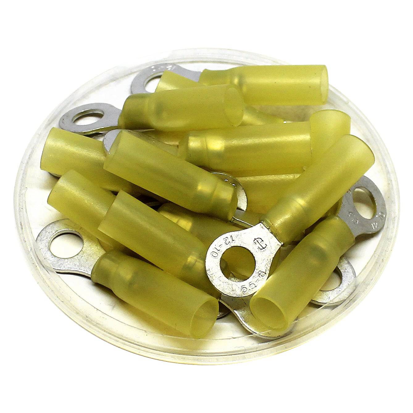 RHT5-6 - 12 to 10 AWG Heat Shrink Ring Terminals, 1/4" Stud, Polyethylene, 10 Pieces