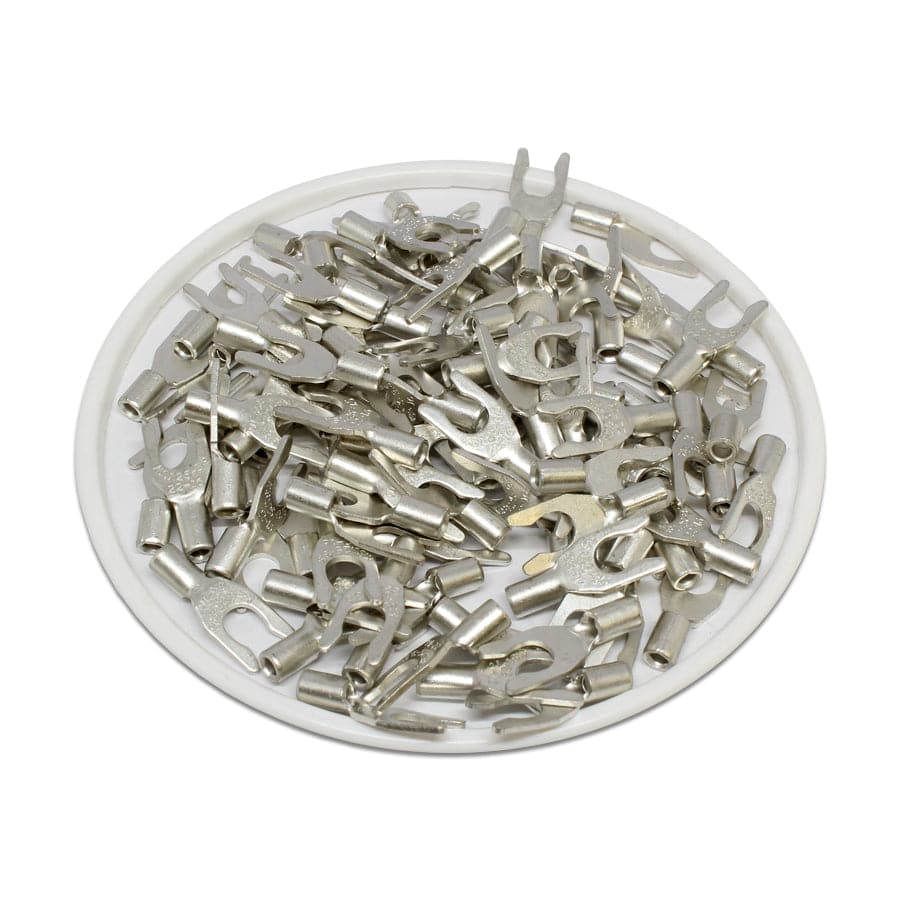 22-16 AWG Non Insulated Locking Spade Terminals, #10 Stud, UL Approved, 100 Pieces - LSNBL1-5