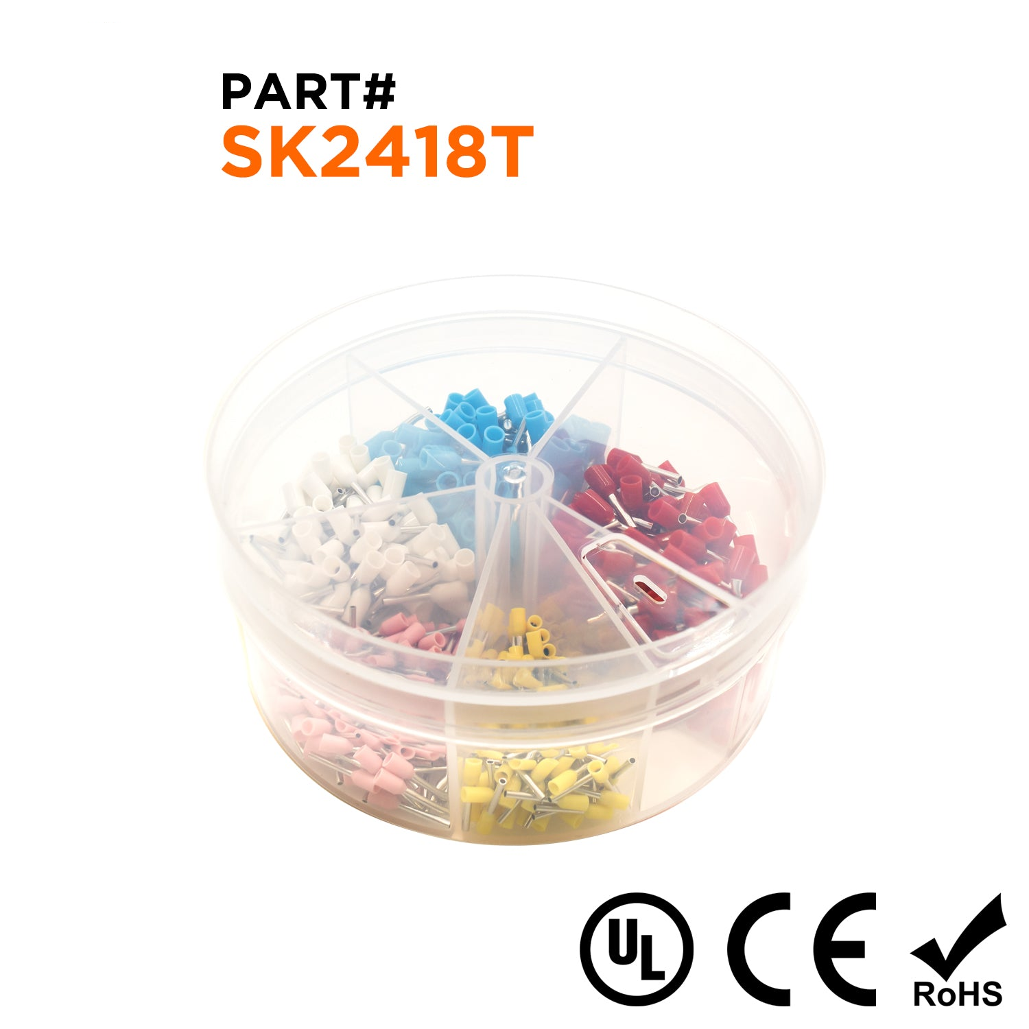 SK2418T - 24 a 18 AWG Single Insulated Punteras Mini Kit, 500 piezas, Series T, 1 Kit