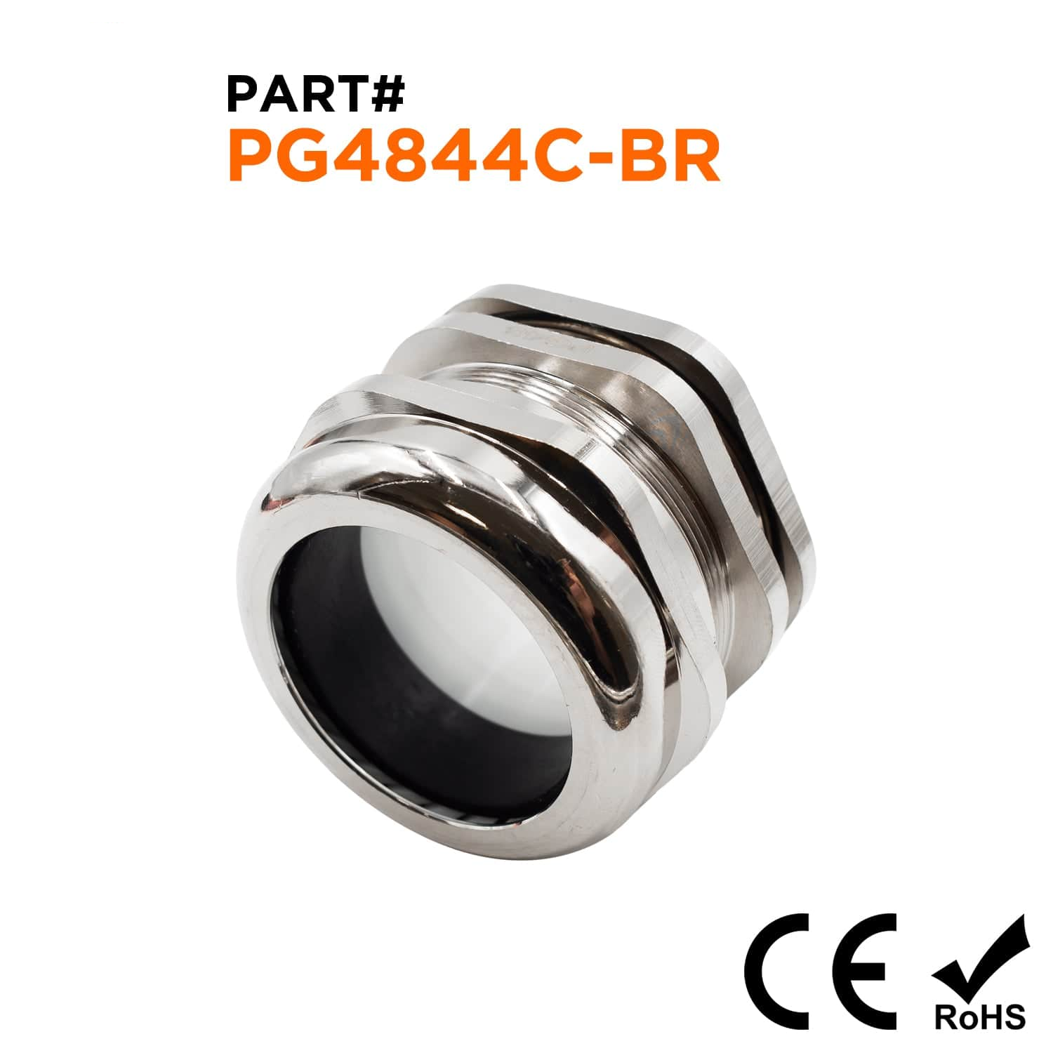 PG4844C-BR - PG48 Cable Gland & Lock Nut, Nickel Plated Brass, Range: 1-7/16" to 1-3/4", 1 Piece