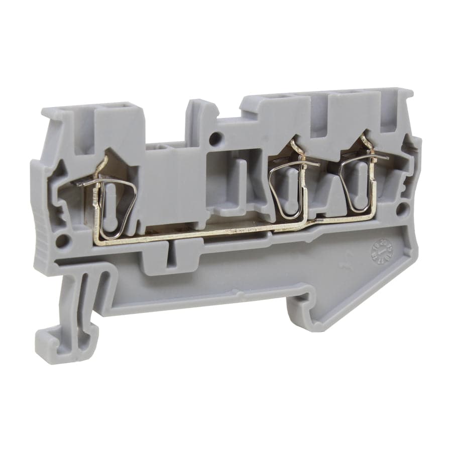 UJ5-2.5/1x2 - 24 to 12 AWG, Spring Cage Terminal Block, 800v, UL Approved, Gray