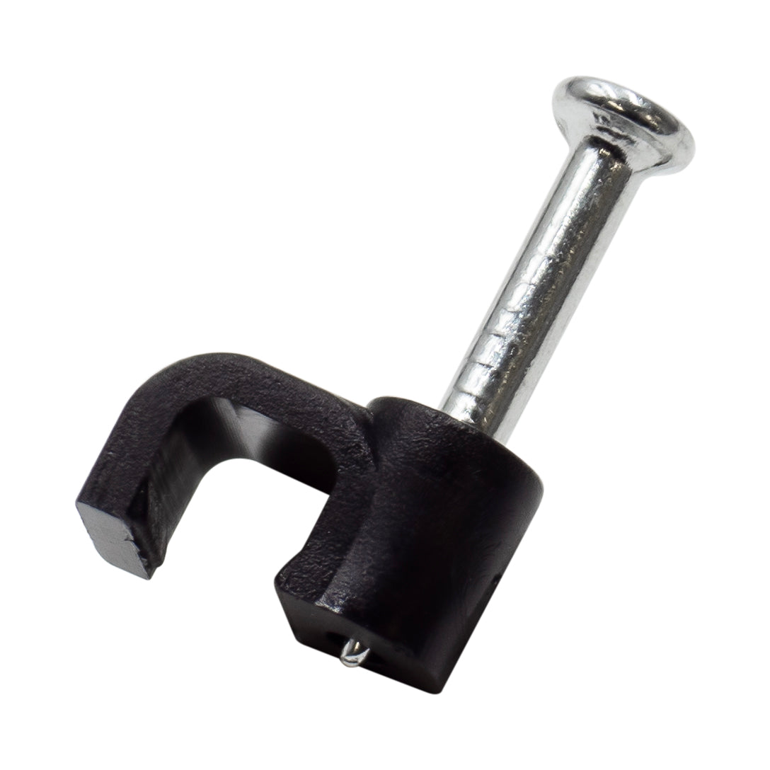 FNC4B - Nail In Cable Clips, Cable Nails Tacks, Flat, 4mm, 0.16", Black, 100 Pieces