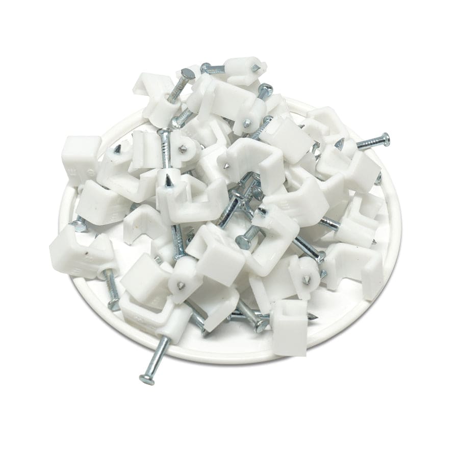 FNC8W - Flat Nail Cable Clip - Blanco - 8mm