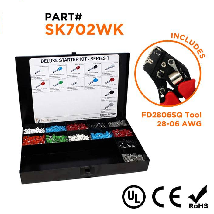 SK702WK - 22 a 10 AWG Punteras Deluxe Kit + FD2806SQ Herramienta, 3,450-piezas, Series T, 1 Kit