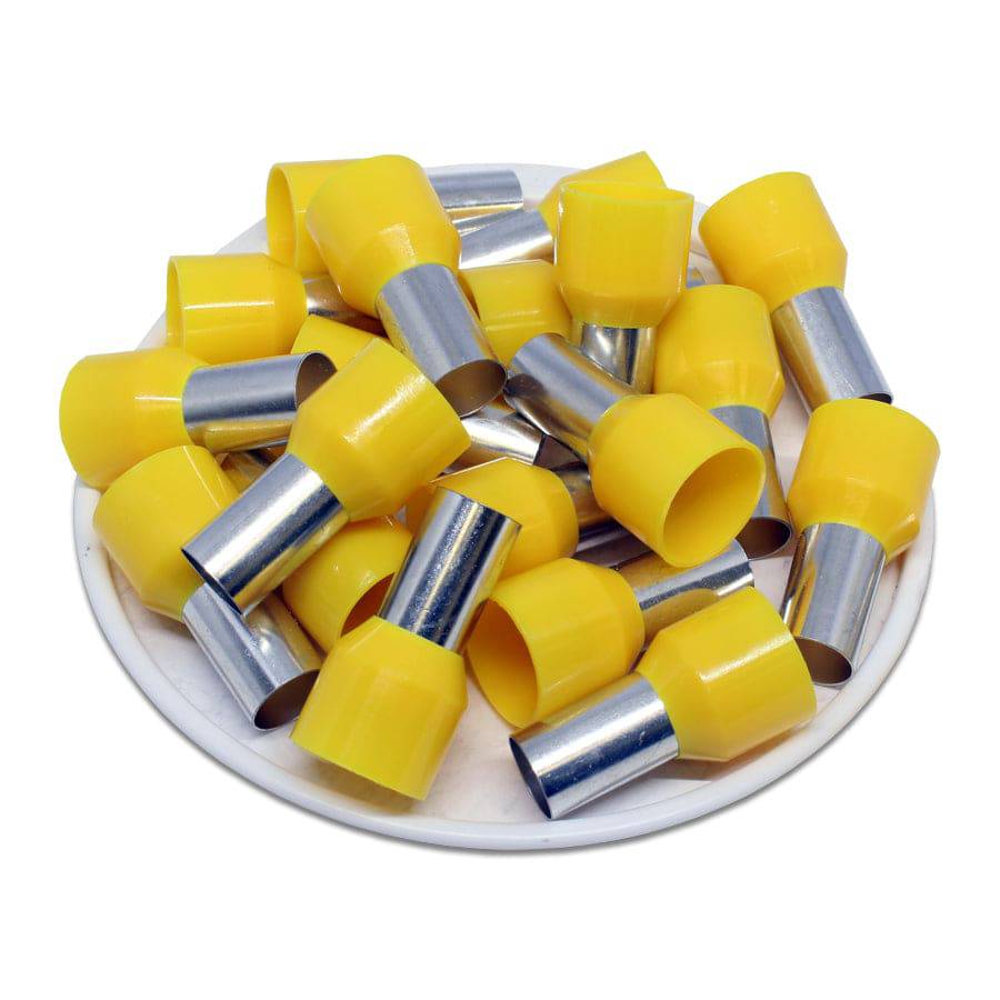 AD250012 - 4 AWG Insulated Punteras, 12mm Pin, Amarillo, UL Recognized, 100 piezas