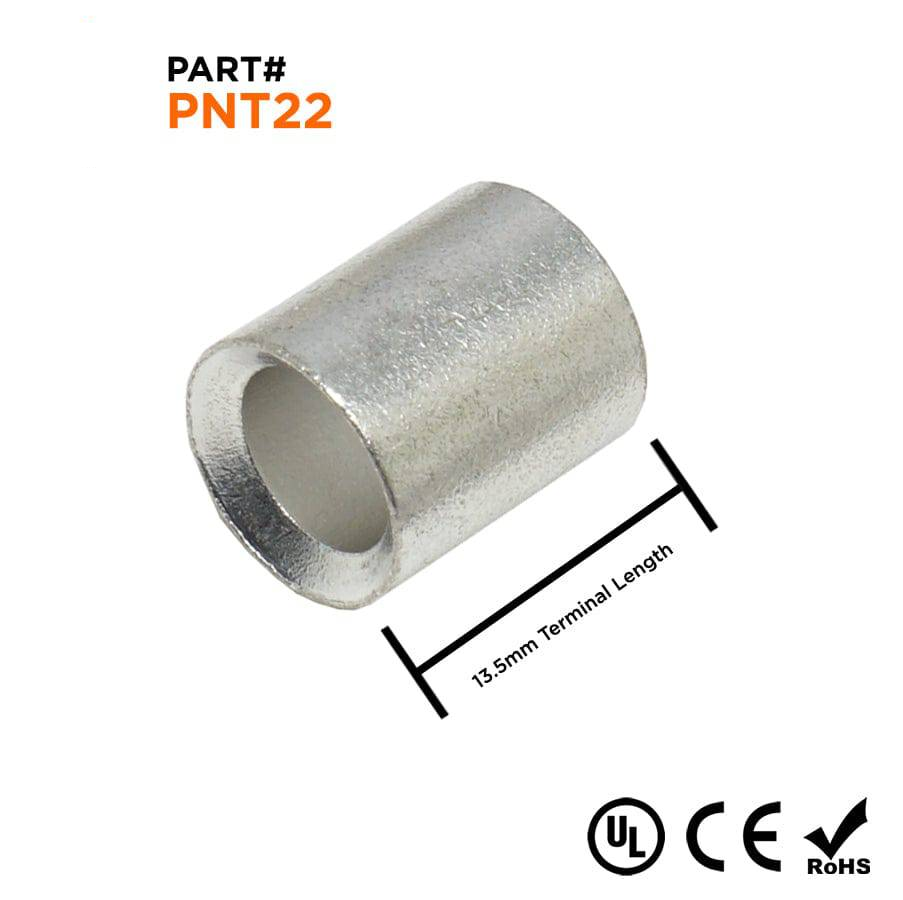 4 AWG Non Insulated Parallel Connectors, 1/2" Length, UL Approved, 50 Pieces - PNT22