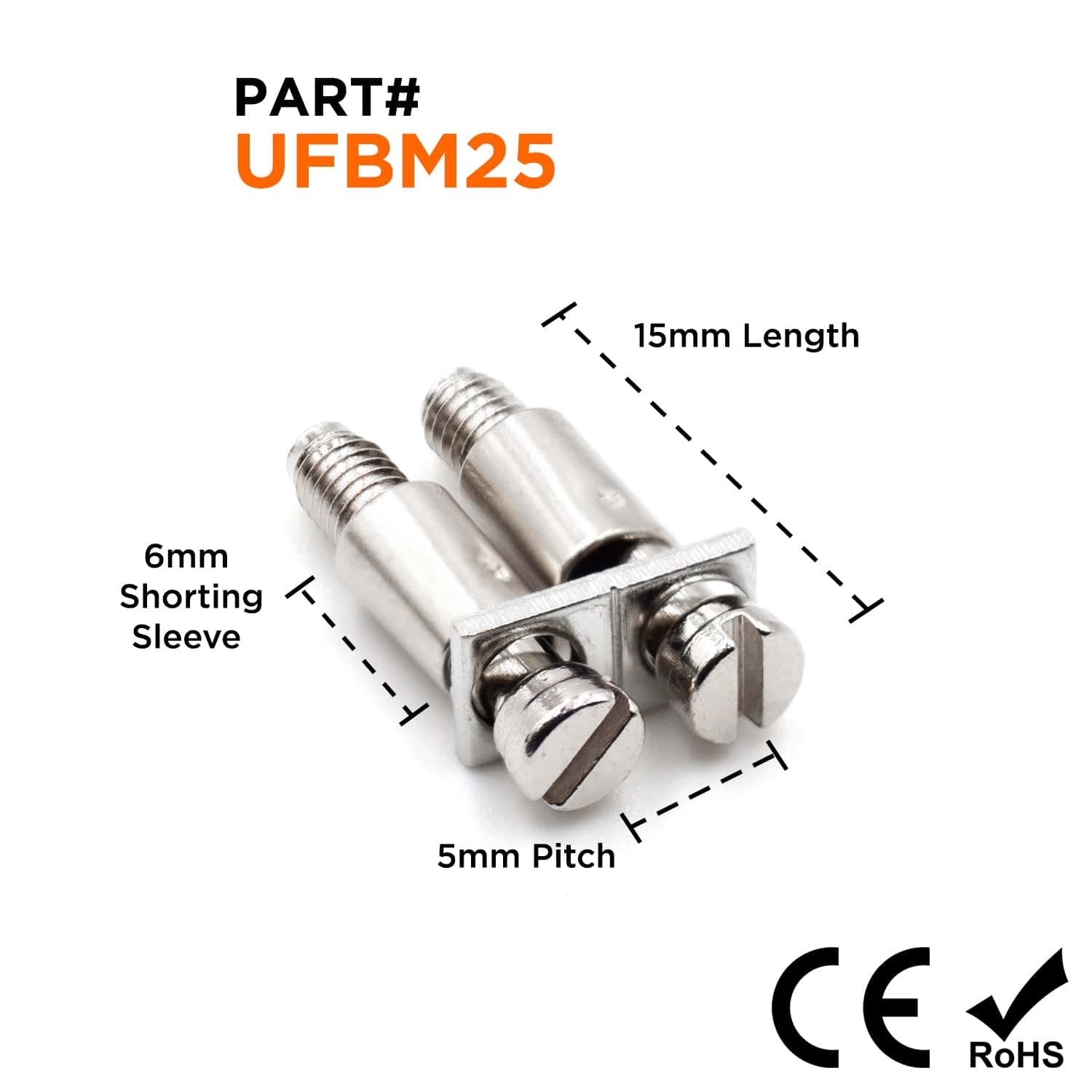 UFBM2-5 - Mini Terminal Block Internal Jumper, 2 Positions, Screw Down