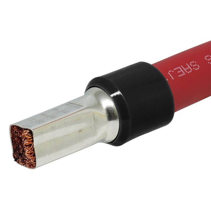 AX560030 - 0 & 1/0 AWG Single Insulated Wire Ferrules, 30mm Pin, Black, 25 Pieces