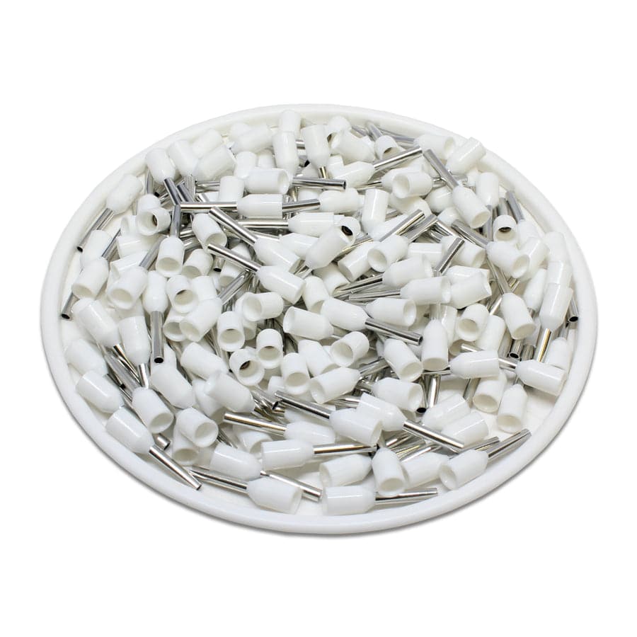 AW07508 - 20 & 18 AWG Insulated Punteras, 8mm Pin, Blanco, UL Recognized, 500 piezas