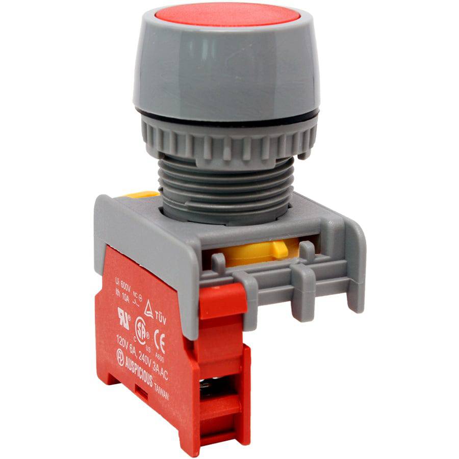 GBF22-1/C-RD - Push Button - 1 Contact (1/C) - 22mm - Red