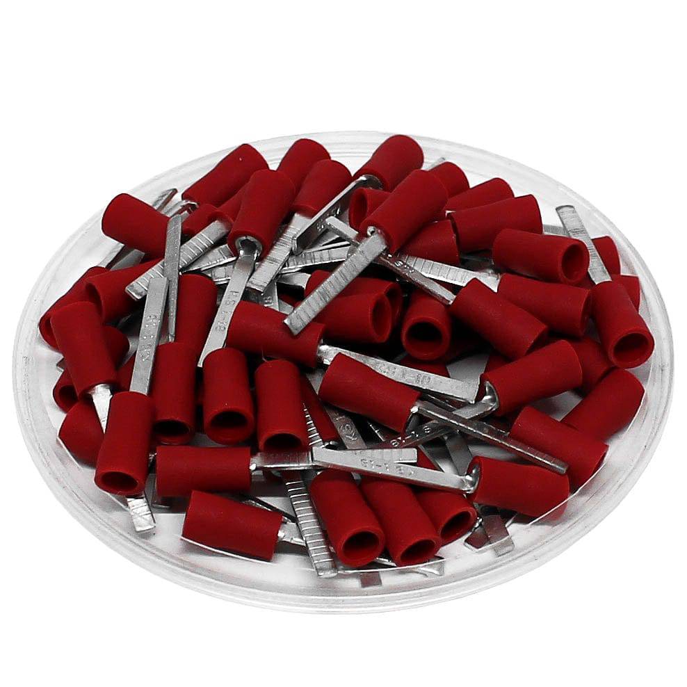 DBVS1-18 - 22 to 16 AWG Vinyl Insulated Flat Blade Terminals, Butted Seam, UL Recognized, 100 Pieces