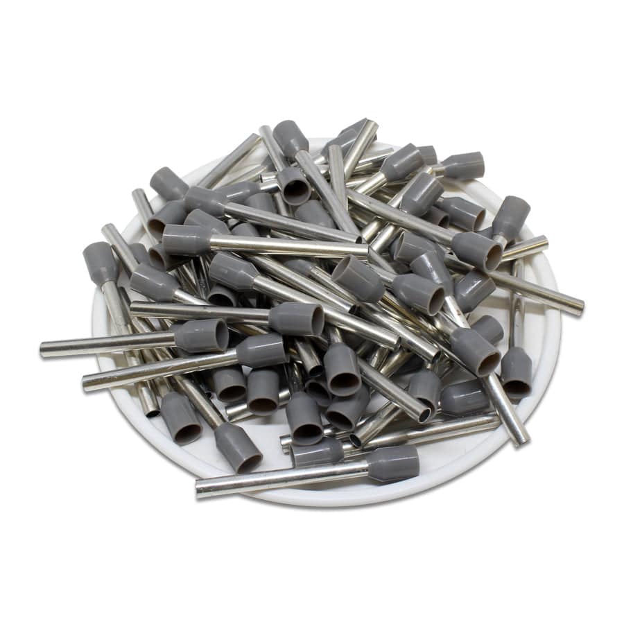 AT25025 - 14 AWG Insulated Punteras, 25mm Pin, Gris, UL Recognized, 500 piezas
