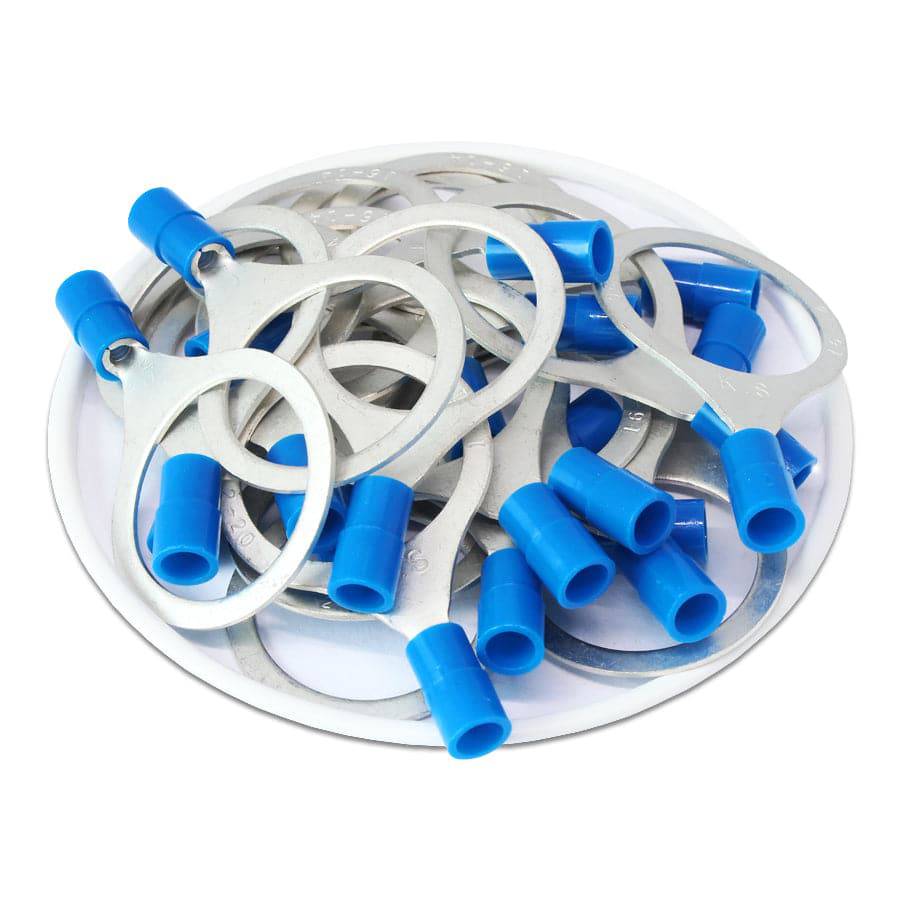 RNY2-20 - 16 to 14 AWG Nylon Insulated Ring Terminals, 3/4" Stud, 50 Pieces
