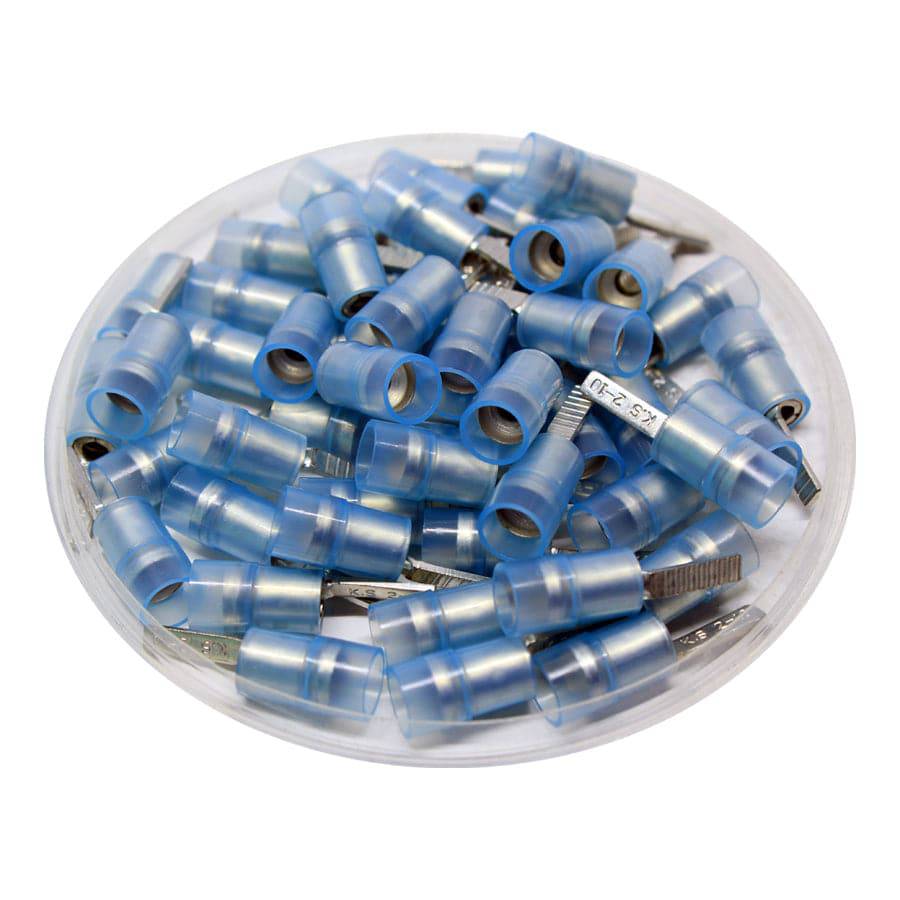 DBNYB2-10 - 16 to 14 AWG Nylon Flat Blade Terminals, Blue, 10mm Pin, 100 Pieces