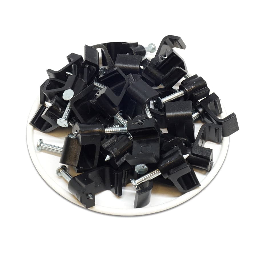 FNC10B - Flat Nail Cable Clip - Black - 10mm
