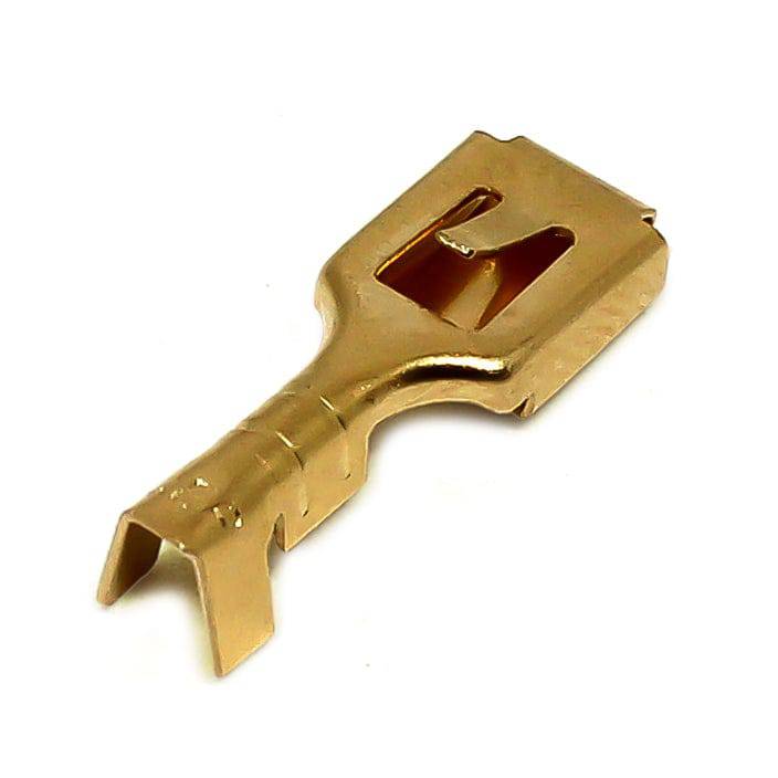 DJ621-B6.3B - 18 a 16 AWG Female Terminales de desconexión rápida, Brass, Lock Tab, 100 piezas