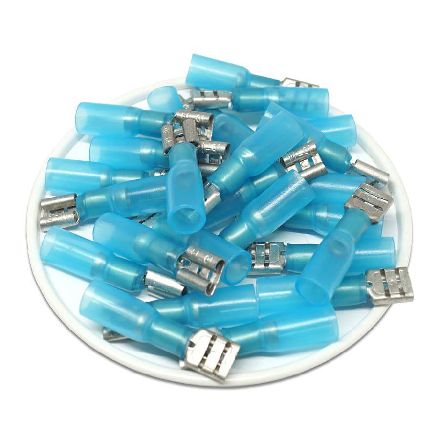 16 a 14 AWG Termorretráctiles Terminales de desconexión rápida, Female, Tab: 0.248", Polyolefin, 25 piezas - QDSF101-63