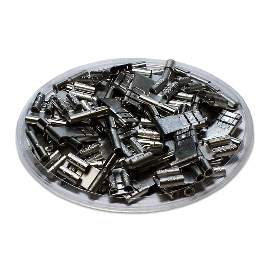 FLDNDX1-187(8) - 22 to 16 AWG Non Insulated Quick Disconnects Flag Terminals, 100 Pieces