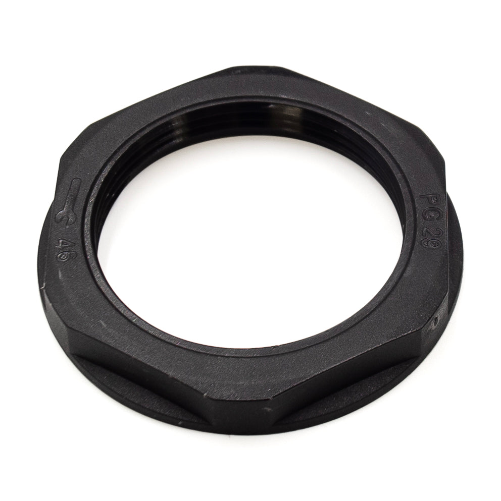 PG29 Thread Nylon Lock Nut for PG Cable Glands, Black, UL Approved, 1 Piece - PG29B-LN