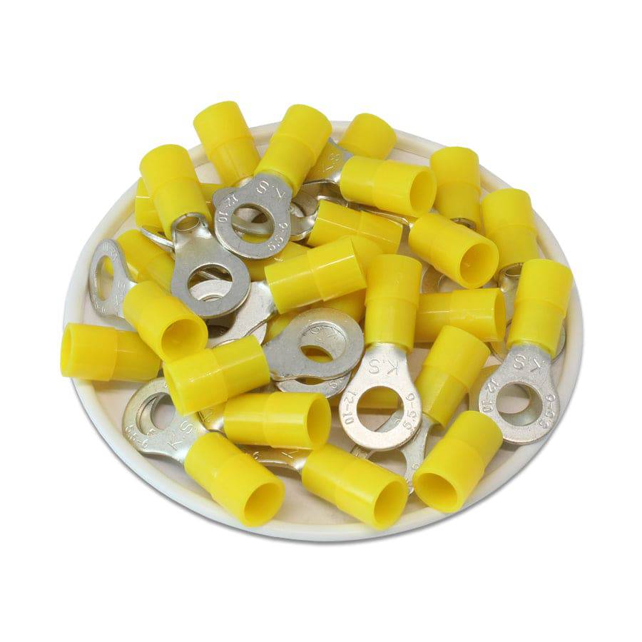 RNY5-8 - 12 a 10 AWG Con aislamiento de nailon Terminales de anillo, 5/16" Orificio, 50 piezas