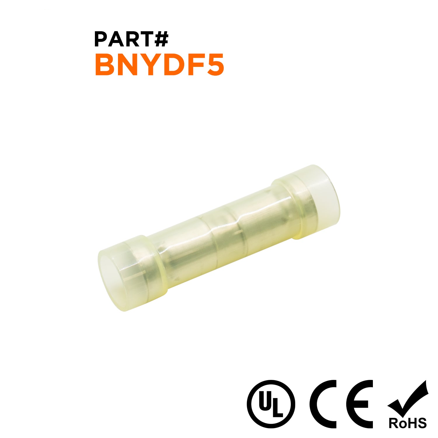 BNYDF5 - 12 a 10 AWG De nailon Butt Splice Conectores, Double Crimp, Flared, 50 piezas