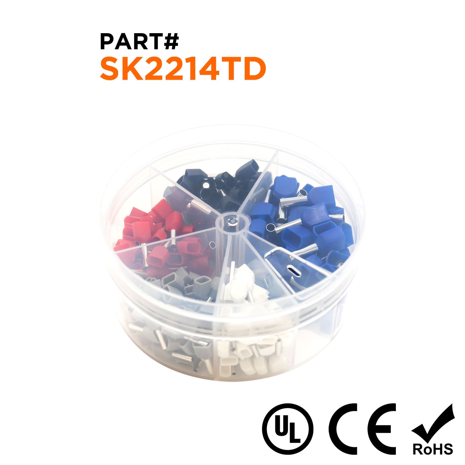 SK2214TD - 22 to 14 AWG Insulated Twin Wire Ferrules Mini Kit, 250 Pieces, Series D, 1 Kit
