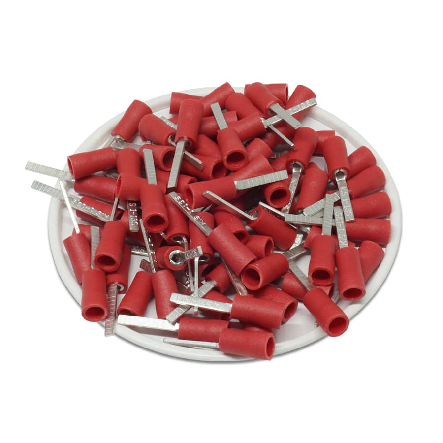 DBVS1-13 - 22 to 16 AWG Vinyl Insulated Flat Blade Terminals, Butted Seam, UL Recognized, 100 Pieces