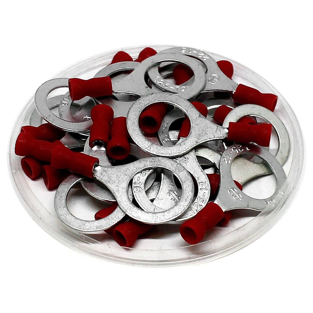 RVE1-10 - 22 a 16 AWG Con aislamiento de vinilo Easy Entry Terminales de anillo, 3/8" Orificio, Butted Seam, 100 piezas