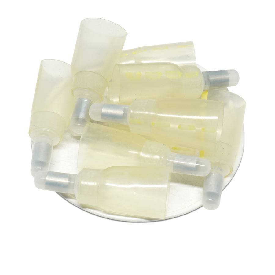 FDEC5L - 12 to 10 AWG Heat Shrink Closed End Connectors, Yellow Dash, Polyolefin, 25 Pieces