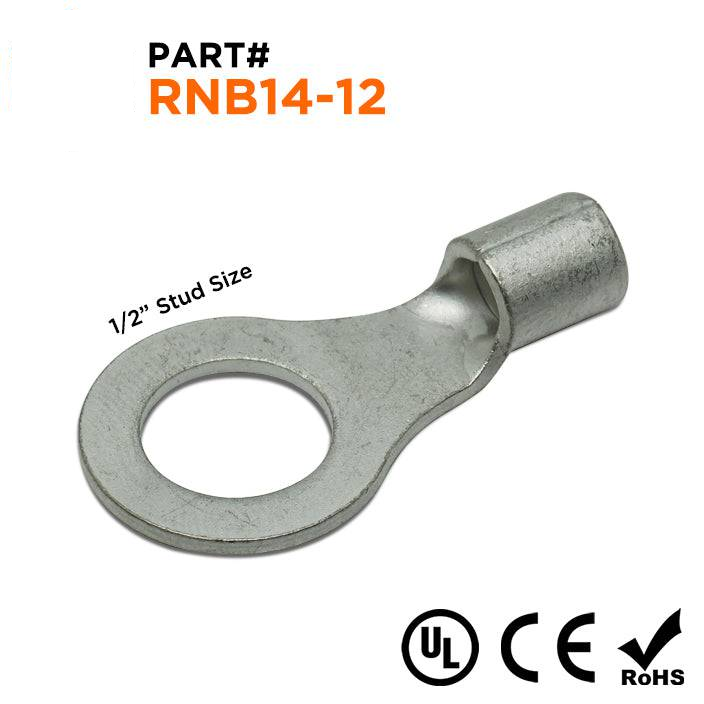 RNB14-12 - 6 AWG Sin aislamiento Terminales de anillo, 1/2" Orificio, UL Recognized, 25 piezas
