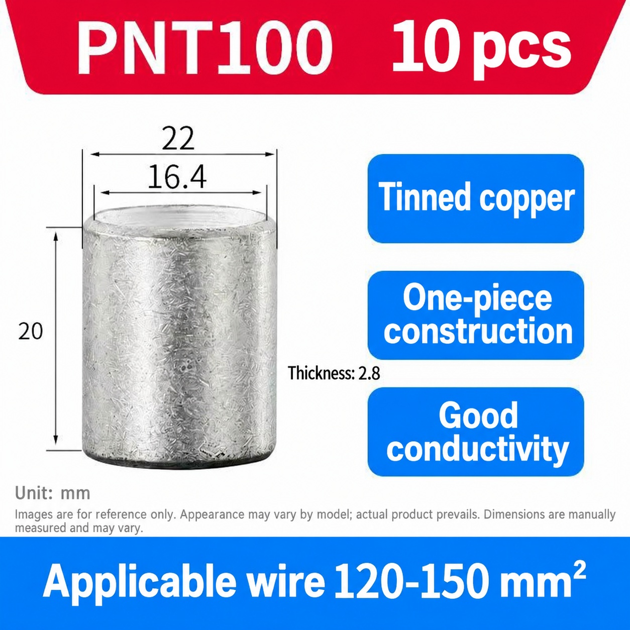 PNT100 — Nylon insulated terminal, 120–150 mm²