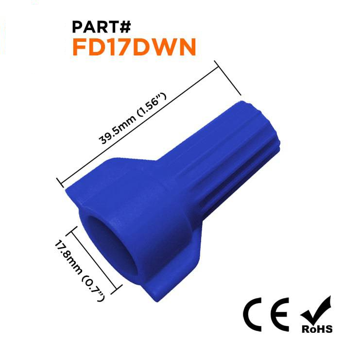 FD17DWN - Double Wing Twist-On Wire Cap Connectors, 12-6 AWG, Blue, 25 Pieces