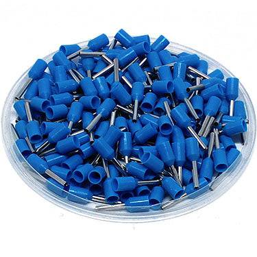 AT07506 - 20 & 18 AWG Single Insulated Wire Ferrules, 6mm Pin, Light Blue, UL Recognized, 500 Pieces