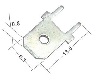 DJ6110-6.3x0.8-T - Tin Plated Brass Quick Connect Male Solder Connectors, 6.3mm Tab, 100 pieces
