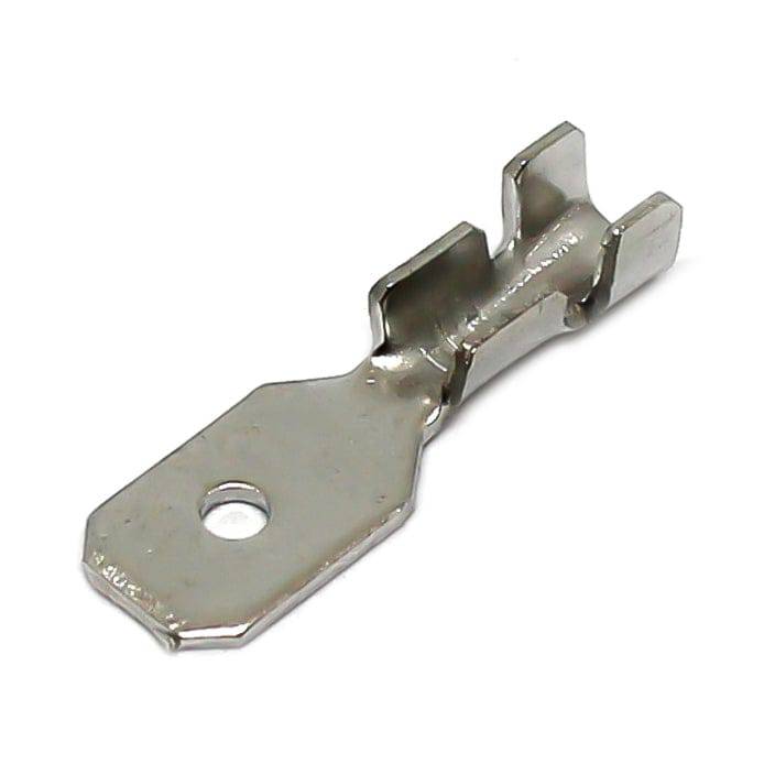 DJ616-6.3x0.8A-T - 22 to 20 AWG Male Quick Disconnects, Tin Plated Brass, 6.3 NEMA Tab, 100 Pieces