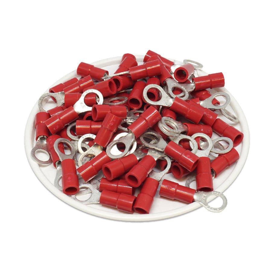 RVY1-5 - 22 to 16 AWG Molded PVC Vinyl Insulated Ring Terminals, Easy Entry, #10 Stud, 100 Pieces