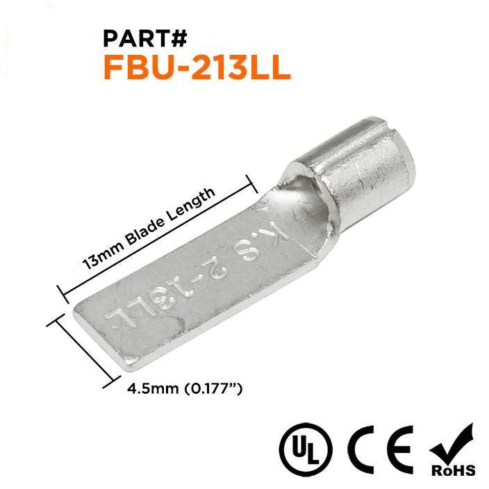 DBNBLL2-13 - 16 a 14 AWG Sin aislamiento Blade Terminales, 1/2" Blade Longitud x 3/16" Width, 100 piezas