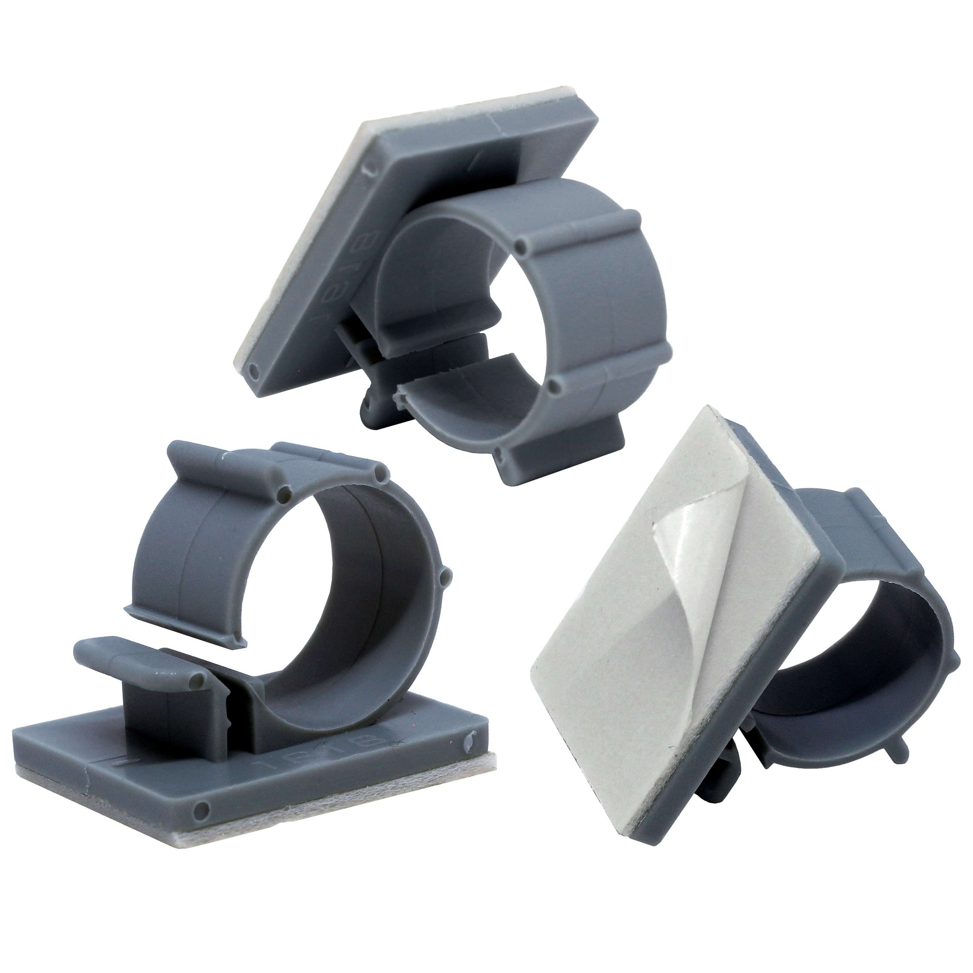 TS-0607 - Nylon Adjustable Push Mount Cable Clamps, Gray, Cable Size: 1/4", 100 pieces