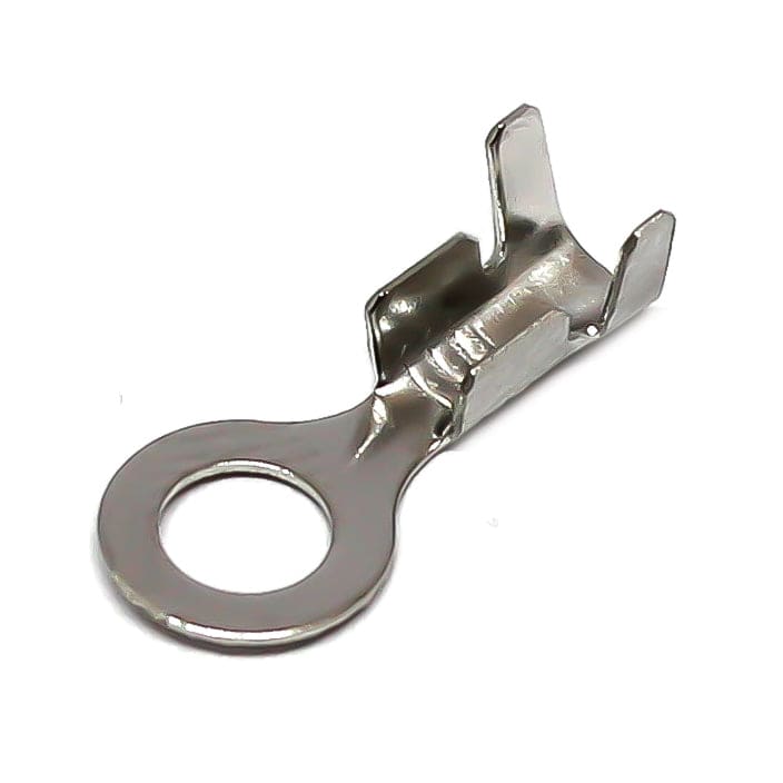 DJ4311-4.2A-T - 22 to 20 AWG Ring Terminals, #8 Stud, Tin Plated Brass, Open Barrel, 100 Pieces