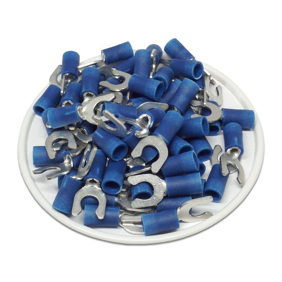 16 to 14 AWG Vinyl PVC Locking Spade Terminals, #10 Stud, Brazed Seam, 100 Pieces - LSVBS2-5