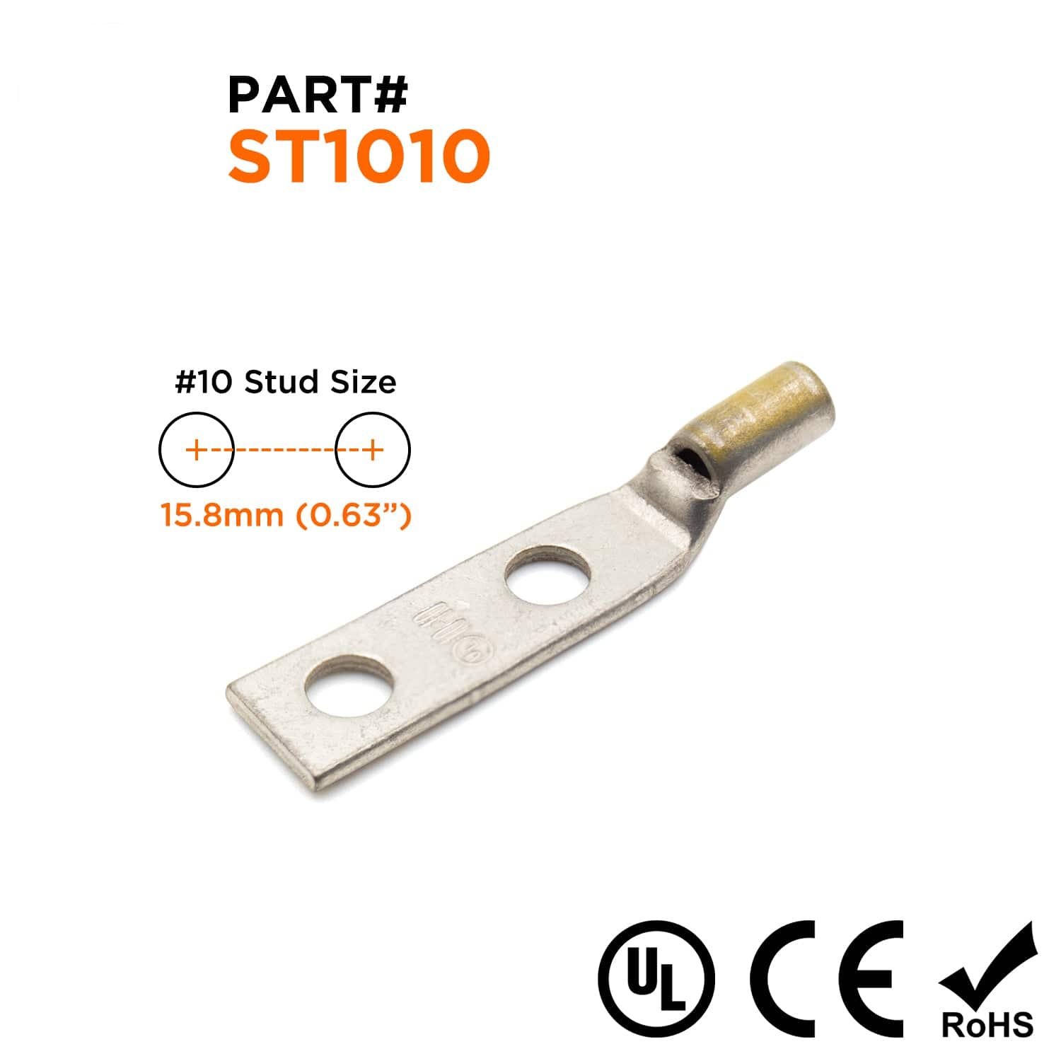 ST1010 - 10 AWG Compression Lug - #10 Stud, 1 Piece