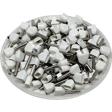 TD05018 - 2x22 AWG (18mm Pin) Twin Wire Ferrules - White, 500 Pieces