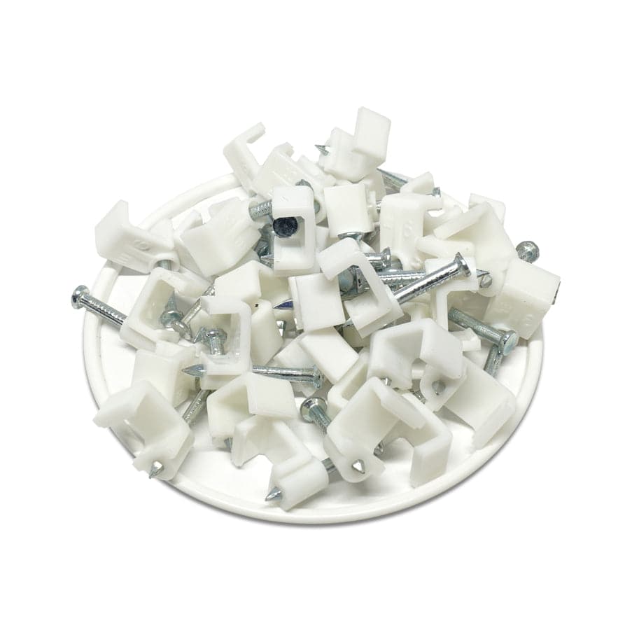 FNC9W - Flat Nail Cable Clip - Blanco - 9mm