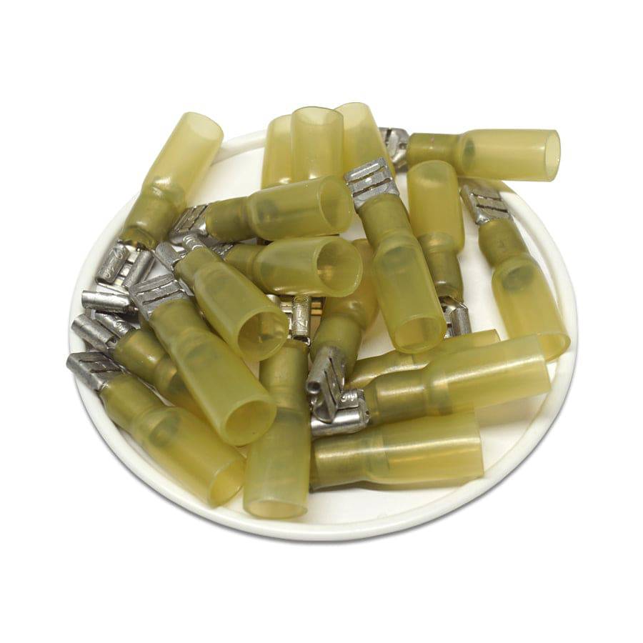 QDSF102-63 - 12 a 10 AWG Termorretráctiles Terminales de desconexión rápida, Female, Tab: 0.248", Polyolefin, 25 piezas
