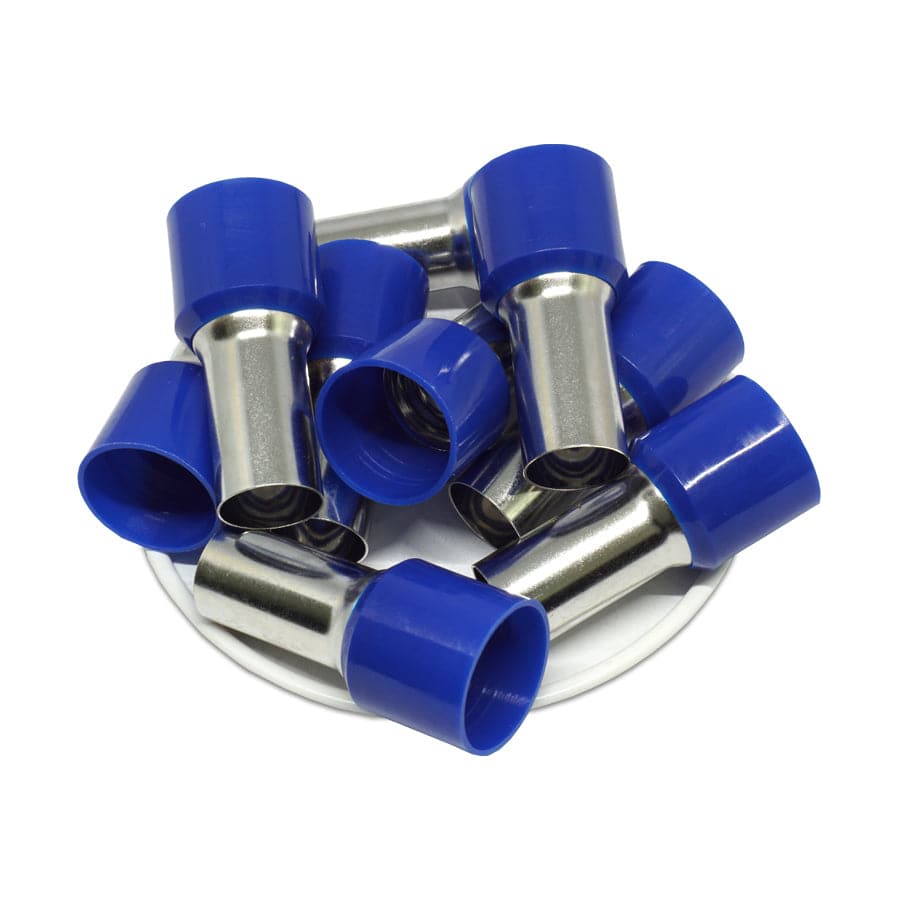 AD560022 - 0 & 1/0 AWG Single Insulated Wire Ferrules, 22mm Pin, Blue, 25 Pieces